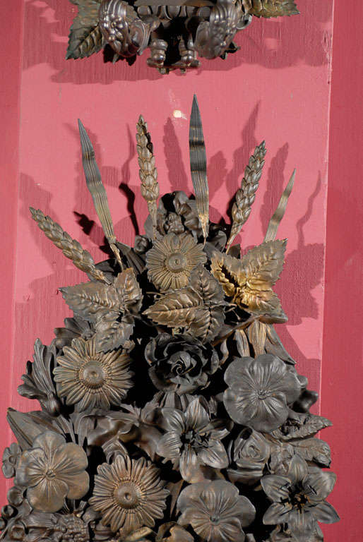 Pair of Two-Light Floral Tole Sconces, circa 1890s 3