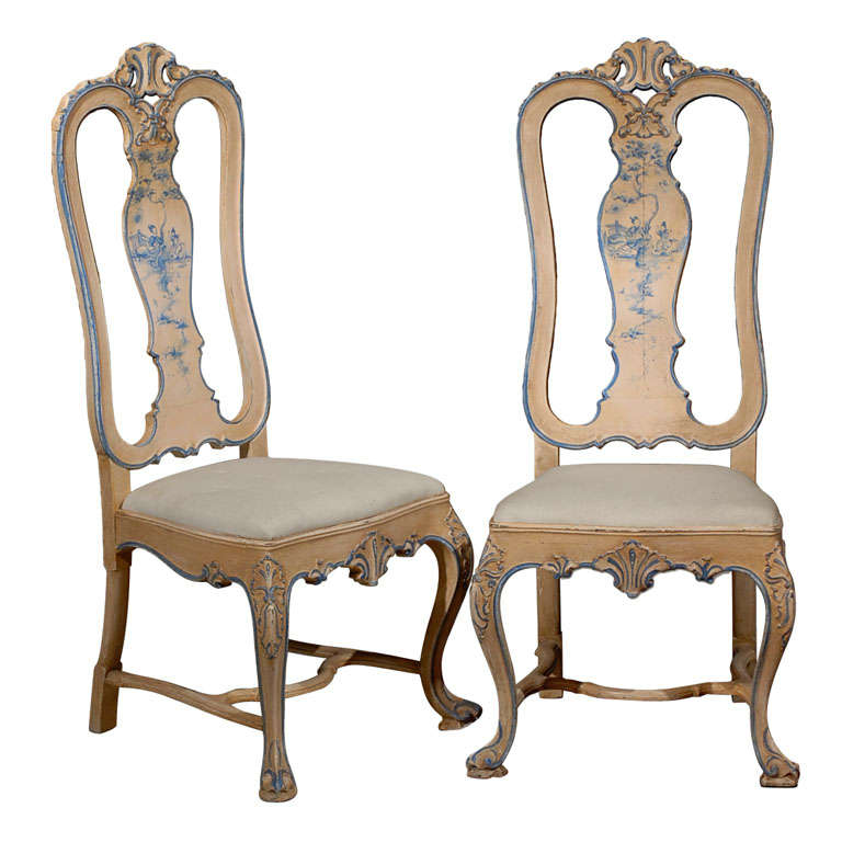 Antique Set of William and Mary Style Painted Side Chairs