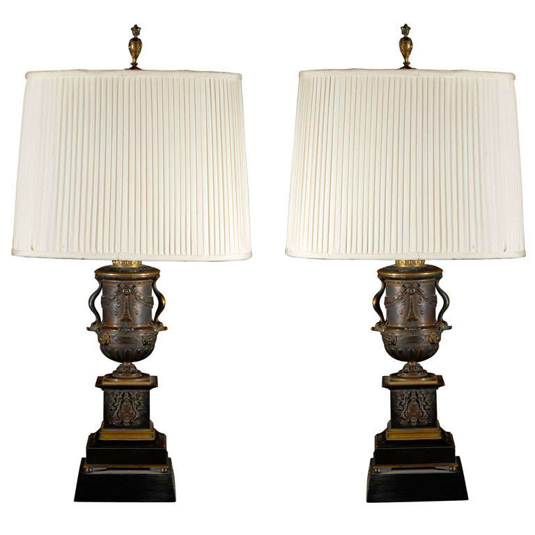 Pair of lamps with shades