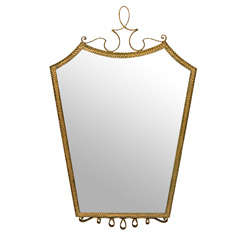 Gilt and Hammered Metal Shield Mirror