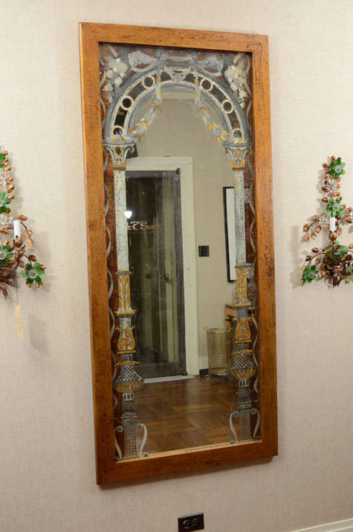 Reverse Glass Painted Mirror, Palais de Mediterranee, Nice, c.1930