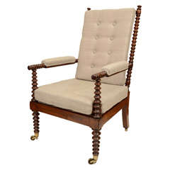 Mahogany Bobbin Turned Library Chair, England, c. 1875
