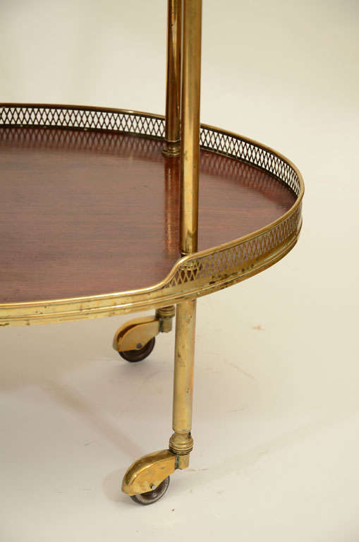 Mid-20th Century English Brass & Mahogany Two-Tier Drinks Trolley, Mid 20th C.