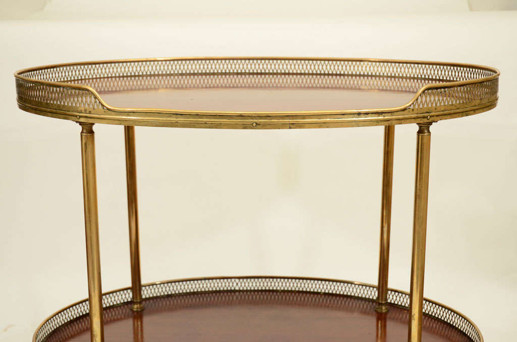 English Brass & Mahogany Two-Tier Drinks Trolley, Mid 20th C. 3