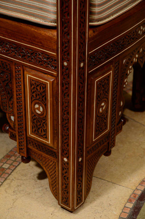 Pair of Moroccan M O P Inlaid Arm Chairs 5