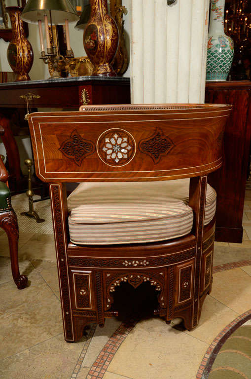 Pair of Moroccan M O P Inlaid Arm Chairs 2