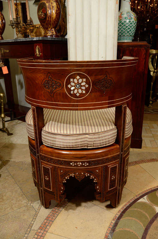 Pair of Moroccan M O P Inlaid Arm Chairs 3