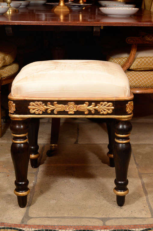 Pair of Italian Empire painted and gilded slip seat stools.