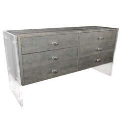 Custom Grey Gun Metal Python Dresser with Lucite Side Panels 3