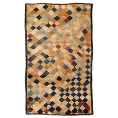 Antique Geometric Chinese Rug with Polychrome Lozenges