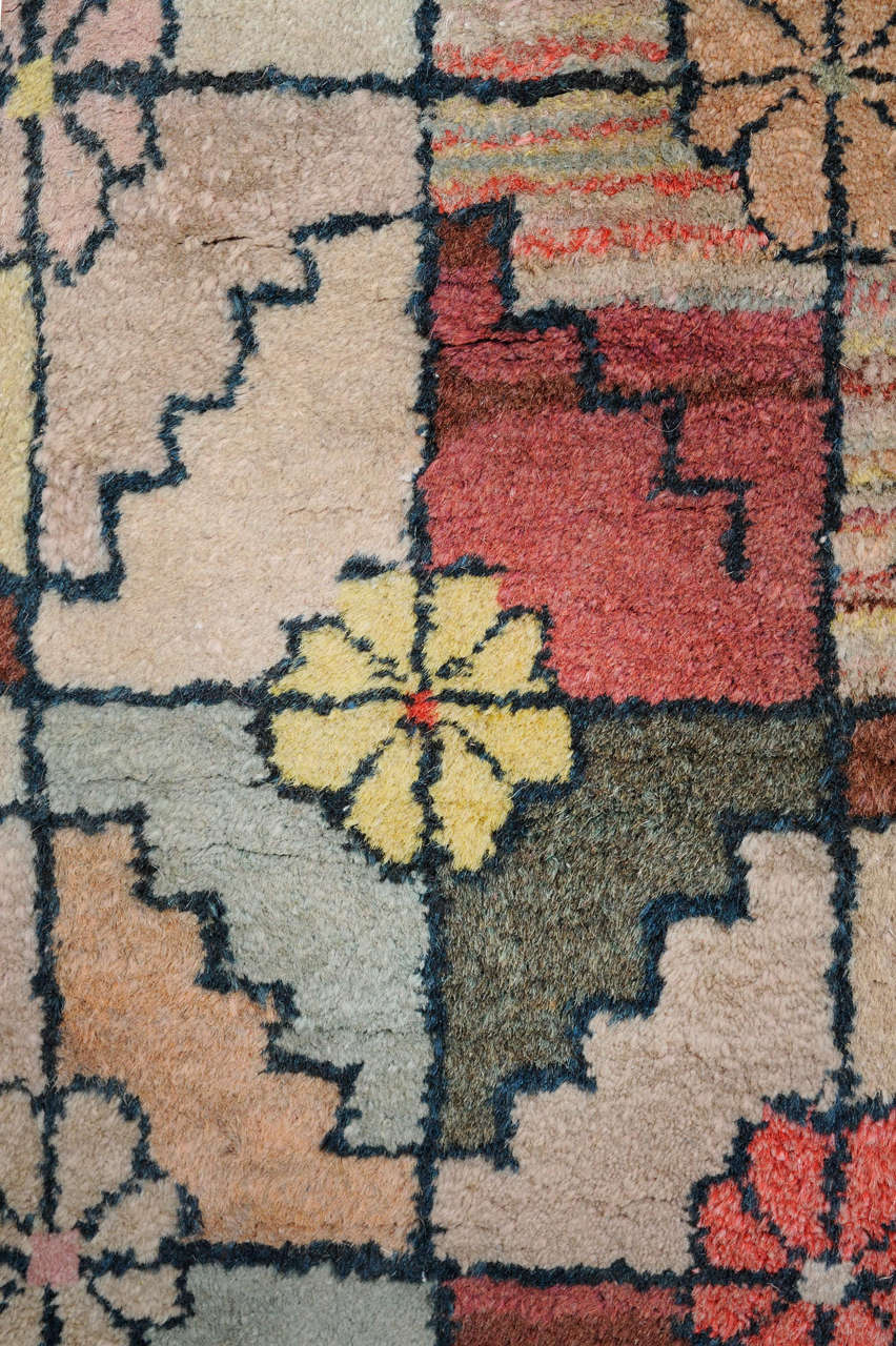 Hand-Knotted 1930's Art Deco Geometric Chinese Rug
