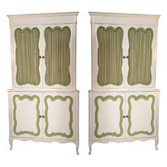 Pair of painted wood corner cabinets