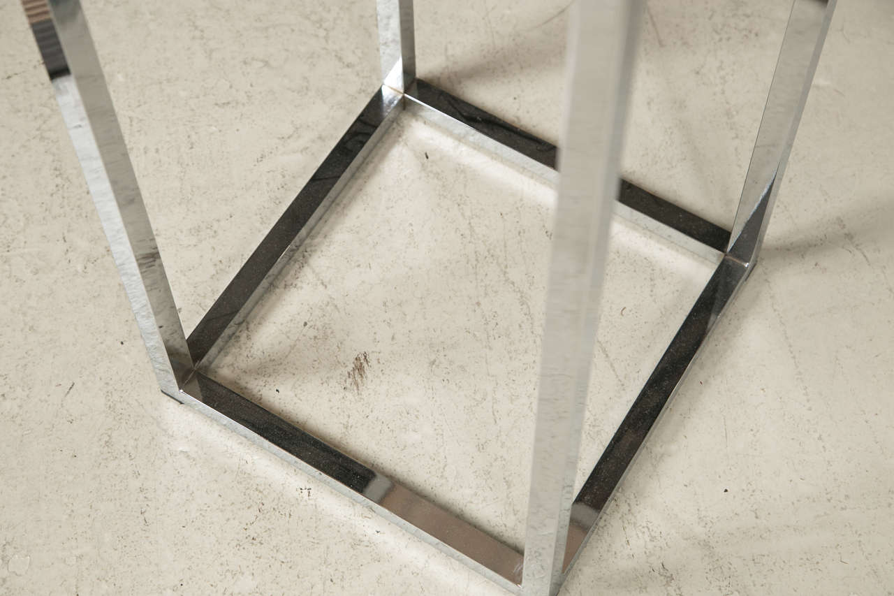 Pedestal Stand by Milo Baughman Chrome and Marble For Sale 1