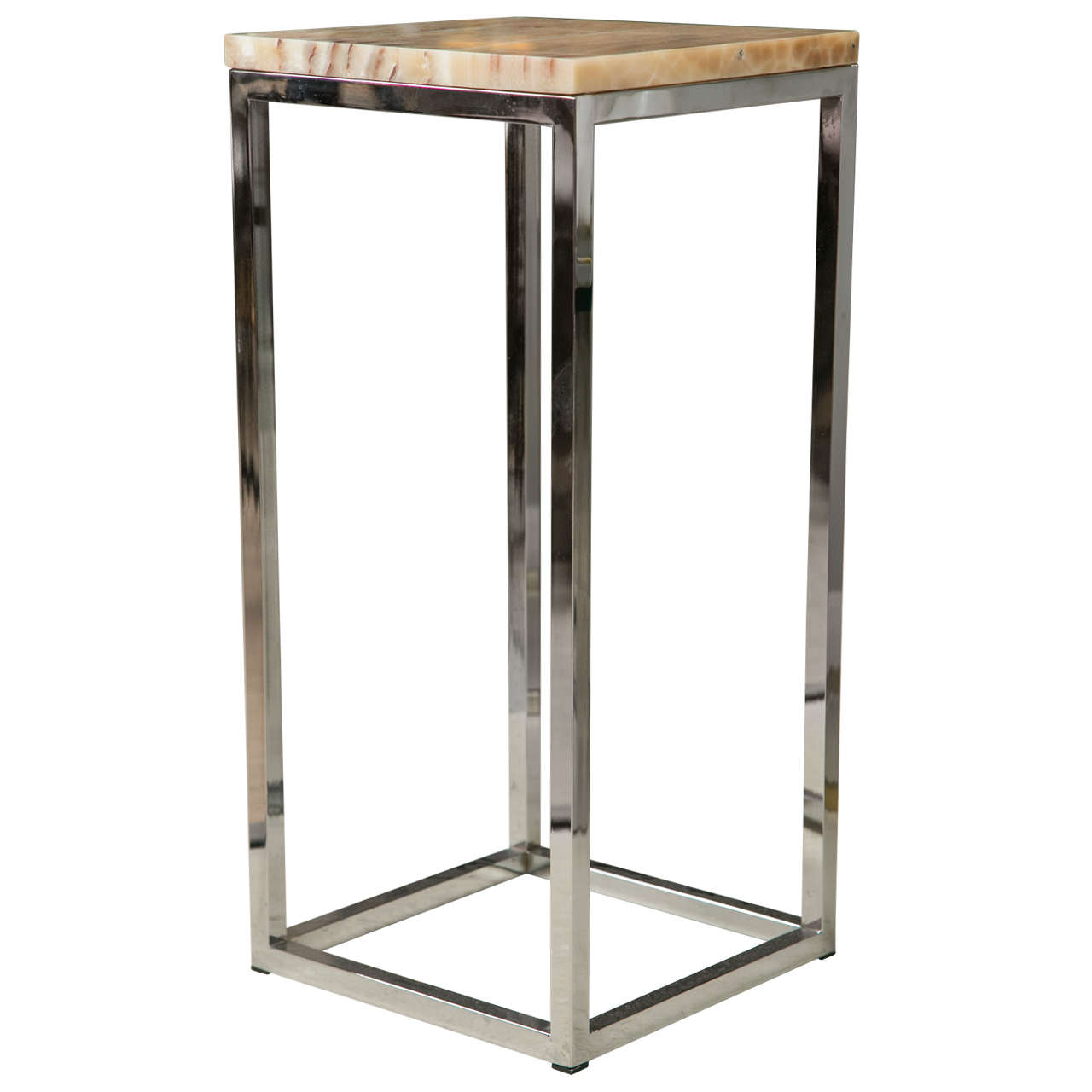 Pedestal Stand by Milo Baughman Chrome and Marble For Sale