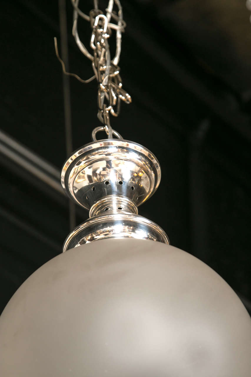 French Silver Plated & Frosted glass hanging light 3
