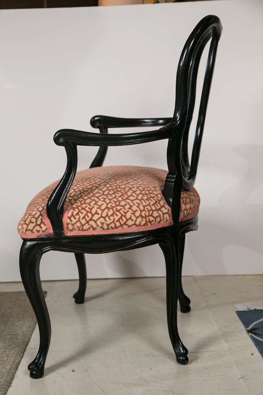 Mid-20th Century 1940s Dining Chairs upholstered in Coral velvet fabric