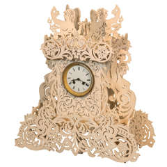 Painted wood whimsical Clock