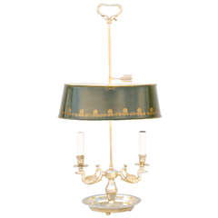 Silverplate Bouillotte Lamp with Oval Tole Shade 5