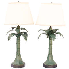 Pair of Iron Palm Tree Lamps