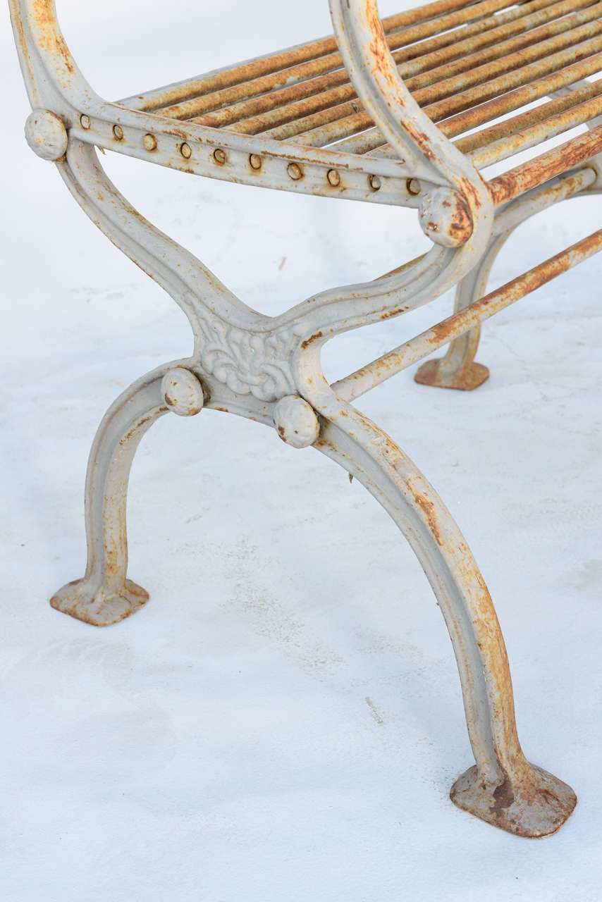 Pair Of 19th Century Iron Garden Chairs By Karl Friedrich Sel Pair Of 19th Century Iron Garden Chairs By Karl Friedrich Sel In Distressed Condition For