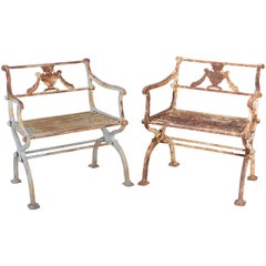 Pair of 19th Century Iron Garden Chairs by Karl Friedrich Schinkel
