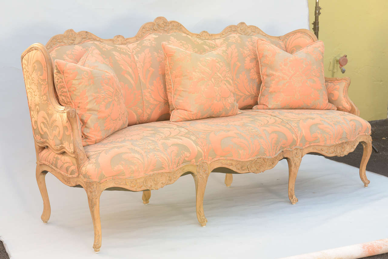 Louis XVI 19th Century Fortuny Upholstered Louis XV Sofa