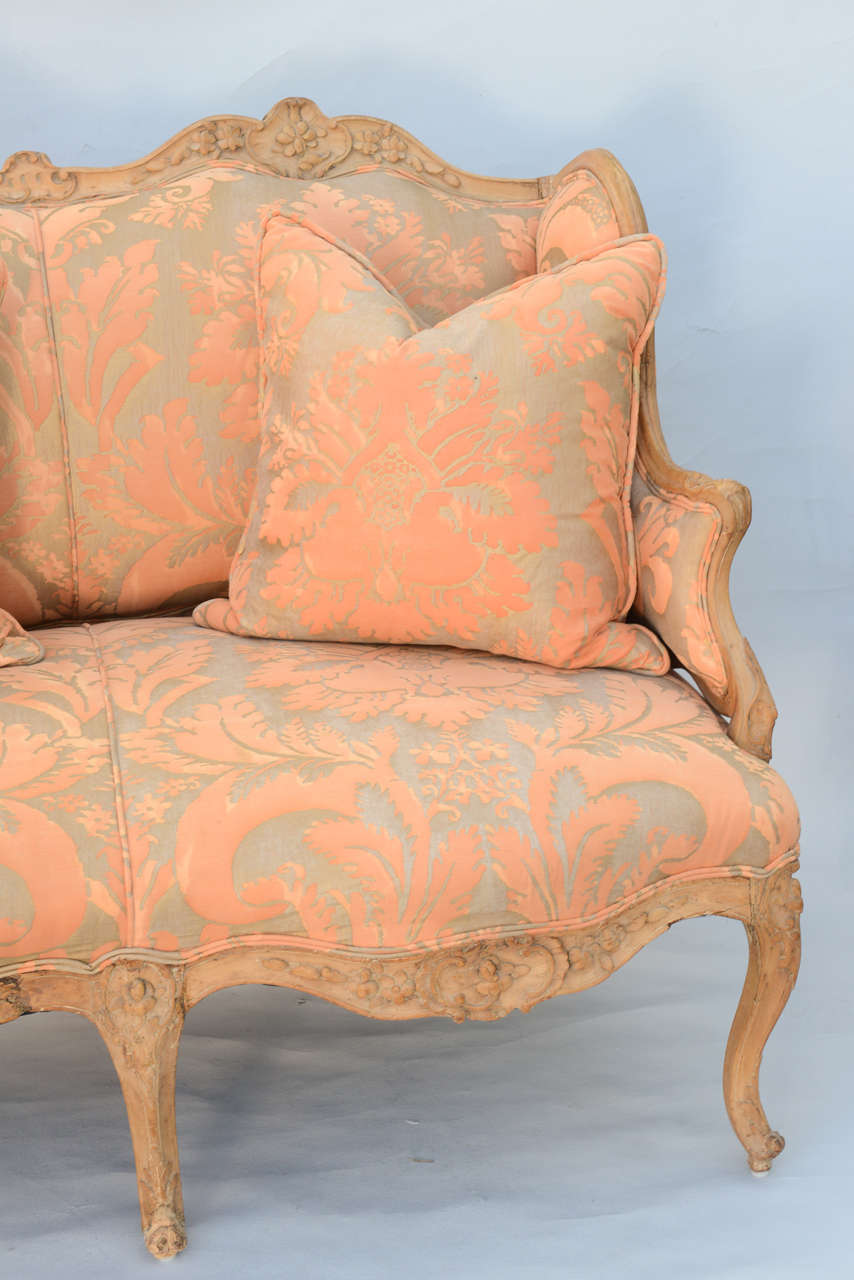 19th Century Fortuny Upholstered Louis XV Sofa In Excellent Condition In West Palm Beach, FL