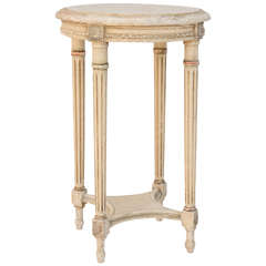 Louis XVI Style Accent Table with Marble Top