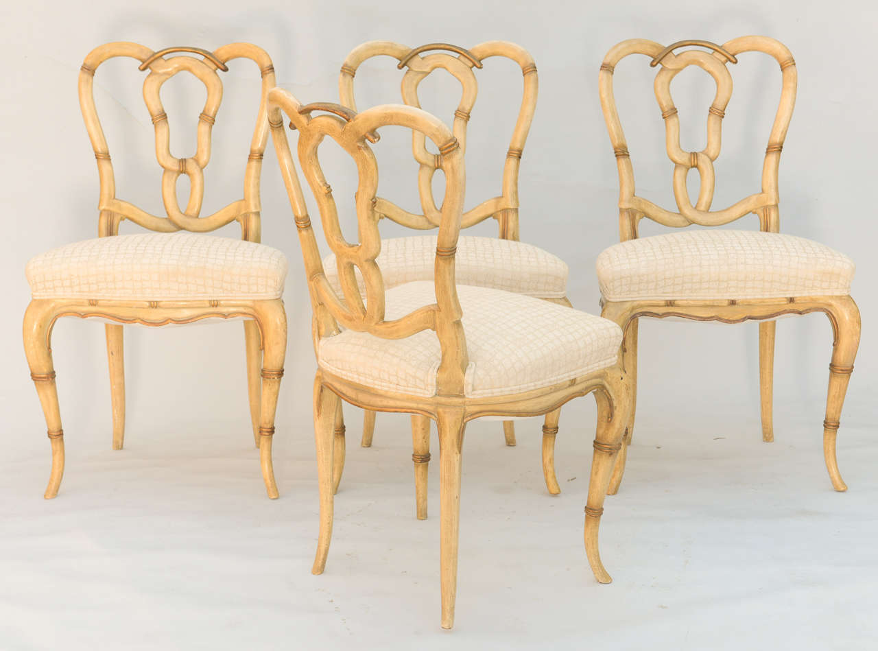 Italian Set of Four Faux Bamboo Chairs