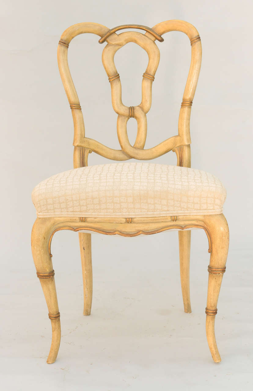 Mid-20th Century Set of Four Faux Bamboo Chairs