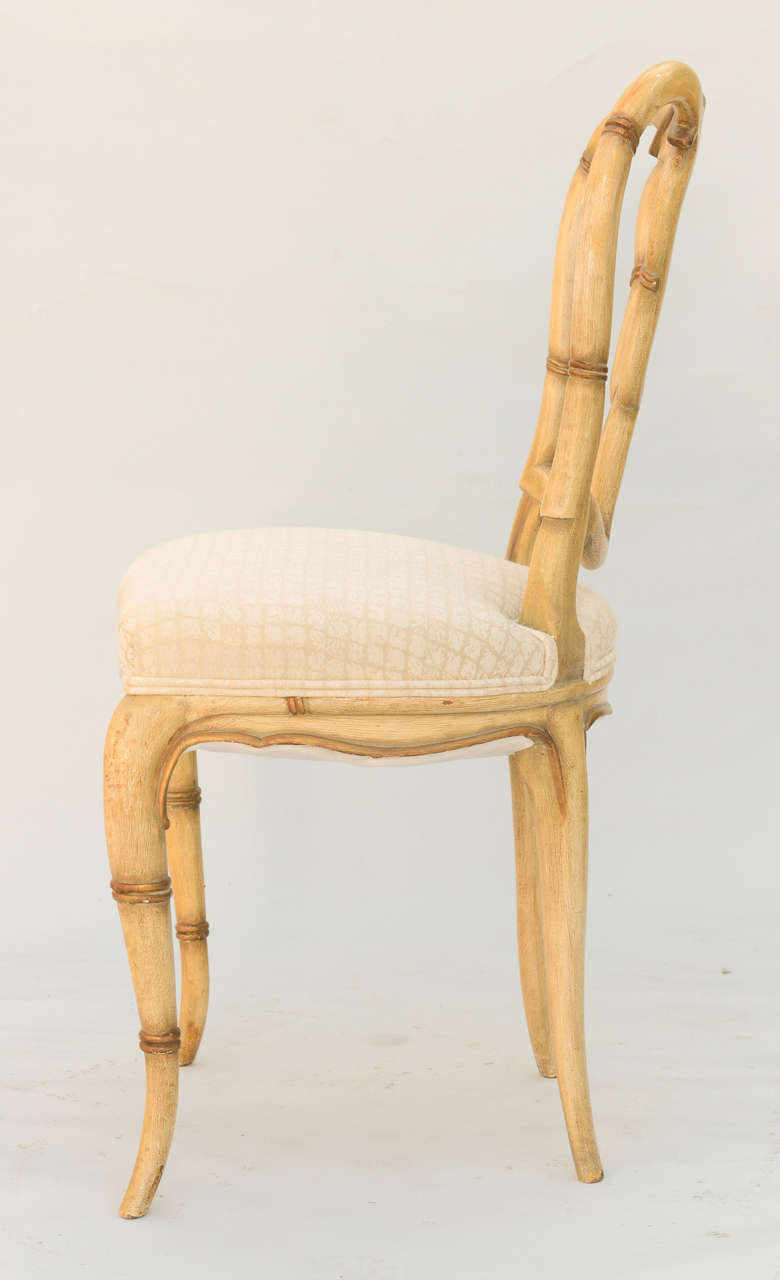 Upholstery Set of Four Faux Bamboo Chairs