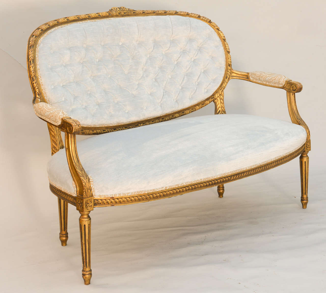 Louis XVI 19th Century French Giltwood Canape Settee 1
