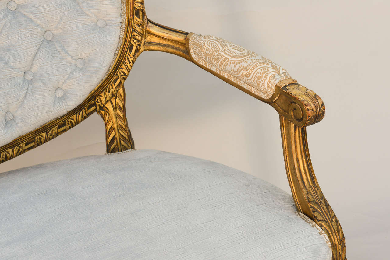 Louis XVI 19th Century French Giltwood Canape Settee 2