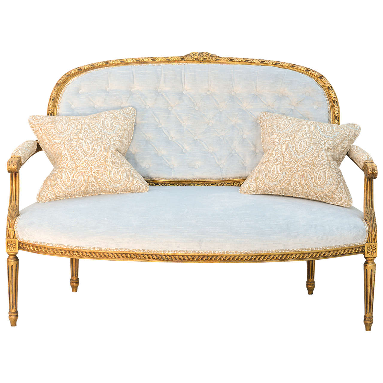 Louis XVI 19th Century French Giltwood Canape Settee