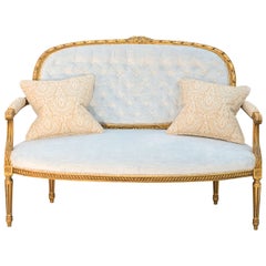 Louis XVI 19th Century French Giltwood Canape Settee