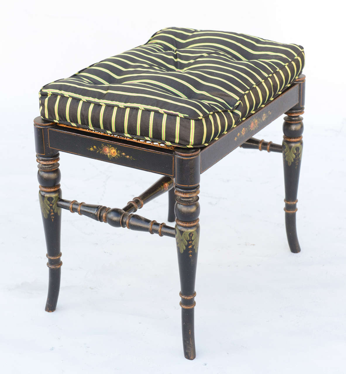 Hand Painted Lacquered English Stool For Sale at 1stdibs