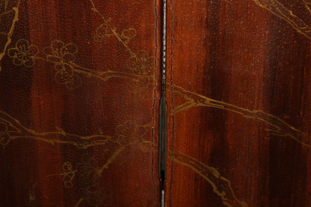 20th Century Wisteria Leather Screen For Sale
