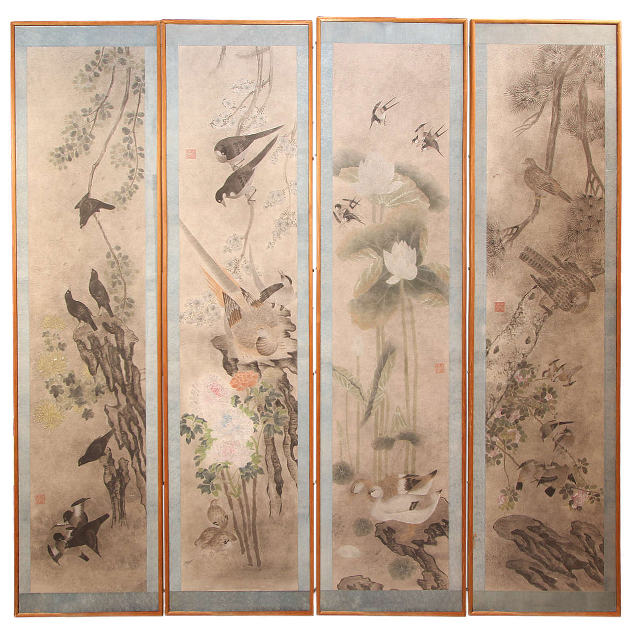"Four Seasons" Painted Panels For Sale