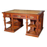 Cherry Partners Desk with Pigskin Inlay