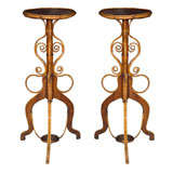 Pair Bentwood & Bamboo Plant Stands