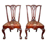 Pair Chippendale Style Side Chairs