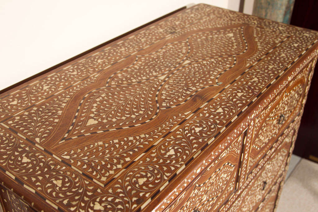 Chest of Drawers with Intricate Ivory Inlay Anglo-Indian 3