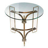 Charles Hollis Jones round lucite and chrome side table