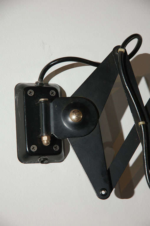 Mid-20th Century Black Painted Metal Scissor Wall Lamp