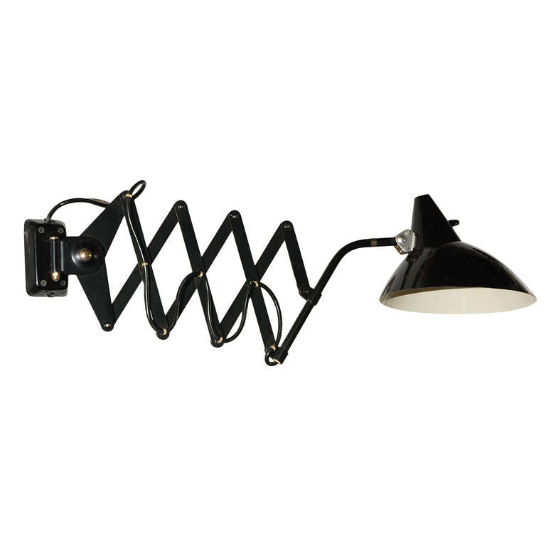 Black Painted Metal Scissor Wall Lamp