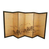 Hand-Painted Large Six Panel Folding Screen