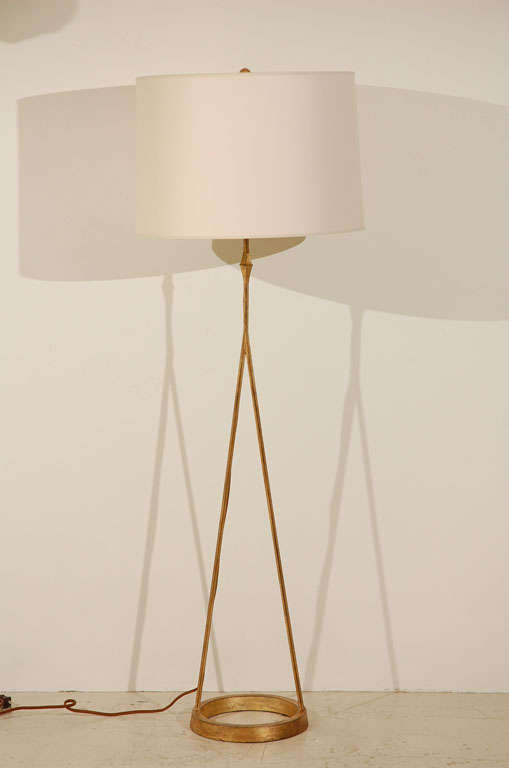 Sculptural Gilded-Iron Floor Lamp