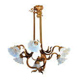 Six Arm Art Nouveau Chandelier