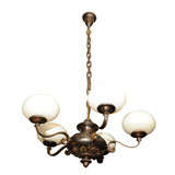 Five Arm Chandelier with Steuben Calcite Glass Shades