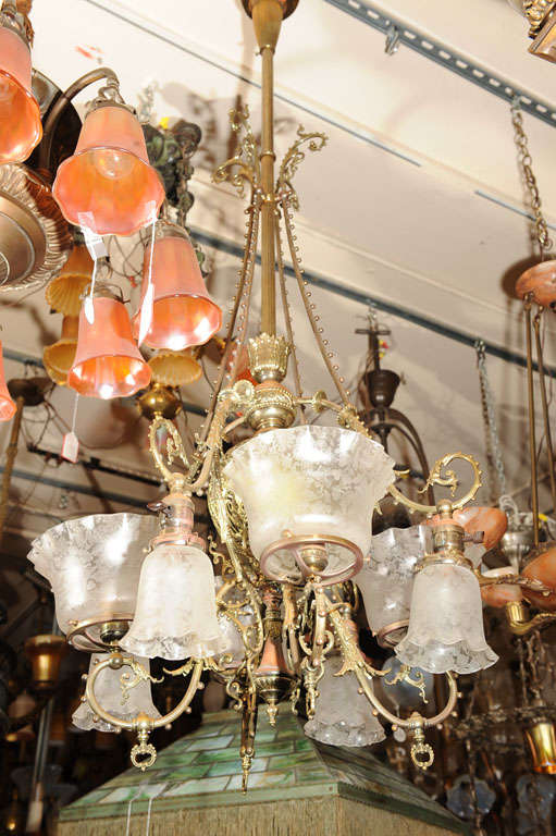 American Victorian Gas and Electric Eight Arm Chandelier
